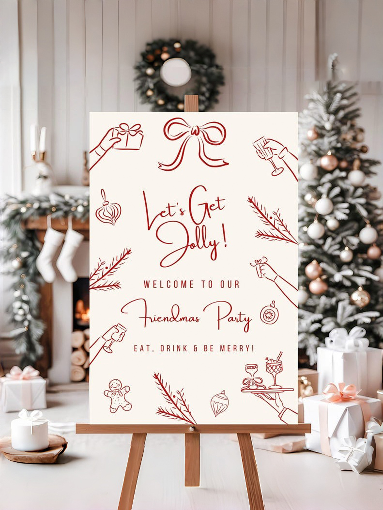 Custom PVC Hand-Painted Welcome Sign for Christmas Party Personalized Decorations for Holiday Celebrations